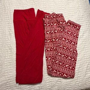 Red and Patterned leggings